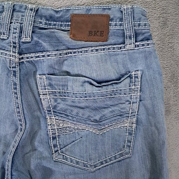 BKE Tyson Jean Men 33x30, Tag 32S Straight Leg Blue Faded Denim 100% Cotton - Picture 7 of 14